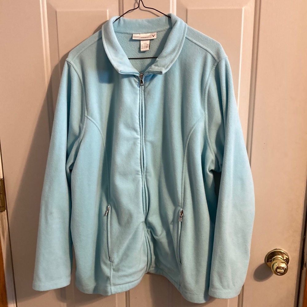 Blue zippered lightweight fleece like jacket